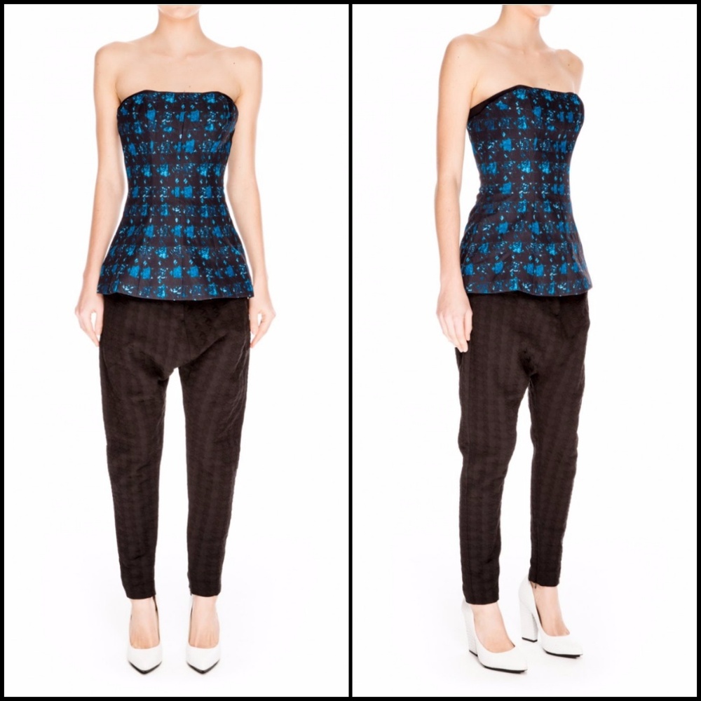 Finders Keepers Navy Houndstooth Print Bustier
